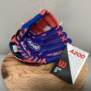 🔵 NWT - Wilson A200 T-Ball Baseball Glove - New - Ages 2-6 - Tags In Place